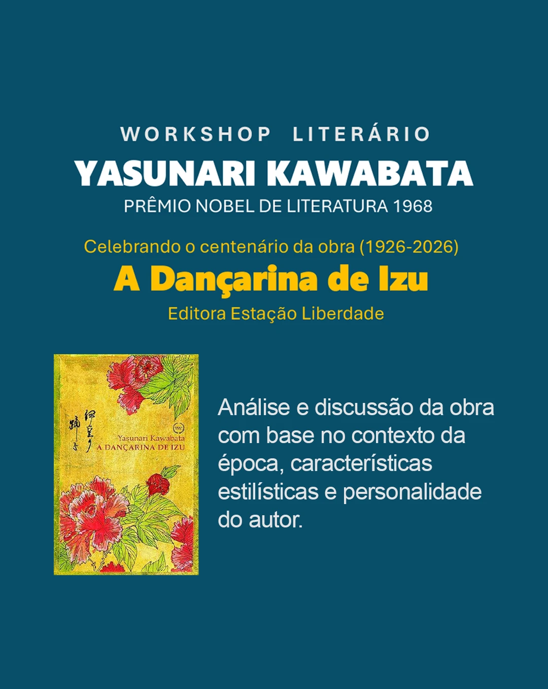 Uma oportunidade especial para quem aprecia literatura, cultura e análise crítica da obra literária.